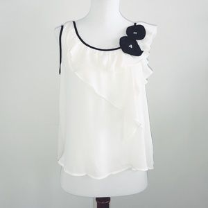 White & Black Flower Blouse